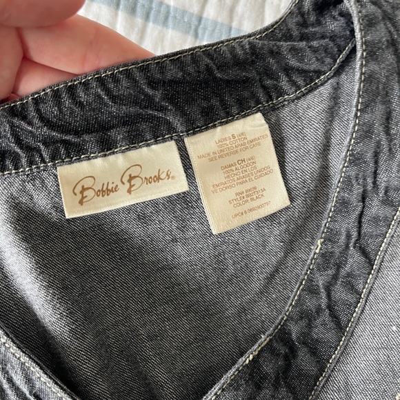 Vintage Black Bobbie Brooks Denim Maxi Button Down Dress / Size S - Picture 5 of 6